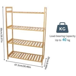 4 Tier Ladder Bookshelf Shelf Unit Bamboo Bookcase/Bathroom Storage Display Rack 11 4 Tier Ladder Bookshelf Shelf Unit Bamboo Bookcase/Bathroom Storage Display Rack -Comfort Bathroom Store 25918483 5