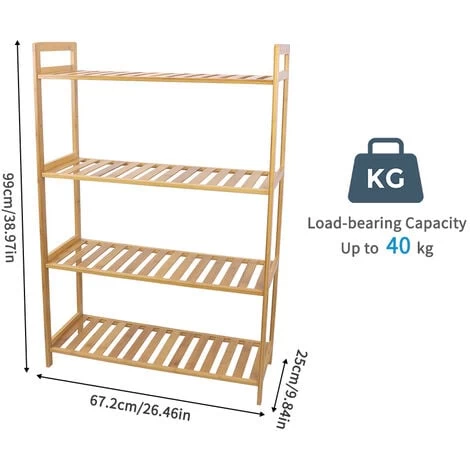 4 Tier Ladder Bookshelf Shelf Unit Bamboo Bookcase/Bathroom Storage Display Rack 7 4 Tier Ladder Bookshelf Shelf Unit Bamboo Bookcase/Bathroom Storage Display Rack - Image 5