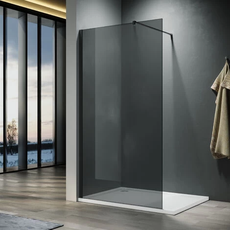 ELEGANT 1000mm Walkin Shower Enclosure Bathroom 8mm Grey Safety Easy Clean Glass For Bath Wetroom Walk In Shower Cubicle Screen Panels + Black Stainless Steel Support Bars 3 ELEGANT 1000mm Walkin Shower Enclosure Bathroom 8mm Grey Safety Easy Clean Glass For Bath Wetroom Walk In Shower Cubicle Screen Panels + Black Stainless Steel Support Bars