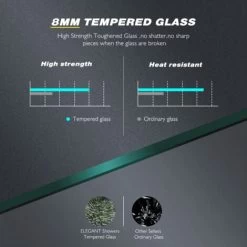 ELEGANT 1200mm Walkin Shower Enclosure Bathroom 8mm Grey Safety Easy Clean Glass For Bath Wetroom Walk In Shower Cubicle Screen Panels + Black Stainless Steel Support Bars -Comfort Bathroom Store 25955611 4