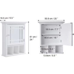 Teamson Home Bathroom Neal Wooden Medicine Cabinet Mirrored Door White 7442 -Comfort Bathroom Store 25955922 5