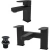 Kento Mono Basin Mixer, Bath Filler & Waste Matte Black 1 Kento Mono Basin Mixer, Bath Filler & Waste Matte Black -Comfort Bathroom Store 26218654 1