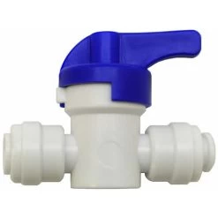 Finerfilters In Line Push Fit Shut Off Valve Tap / Isolation Valve 1/4 X 1/4 For Water Filter Systems & Reverse Osmosis LLDPE Tubing