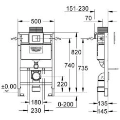 Rimless ECO Wall Hung Toilet Pan, Seat & GROHE 38773000 Rapid 0.82m SL 3-in-1 Low Height WC Cistern Frame Inc. Plate 11 Rimless ECO Wall Hung Toilet Pan, Seat & GROHE 38773000 Rapid 0.82m SL 3-in-1 Low Height WC Cistern Frame Inc. Plate -Comfort Bathroom Store 26585212 5