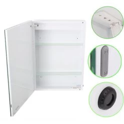 Livingandhome LED Illuminated Bathroom Mirror Cabinet With Lights Shaver Socket Demister And Sensor 500x700MM -Comfort Bathroom Store 26605837 5