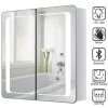 Livingandhome LED Bathroom Mirror Cabinet With Lights Shaver Socket Bluetooth Touch Sensor Demister Pad 650x600MM -Comfort Bathroom Store 26605864 1