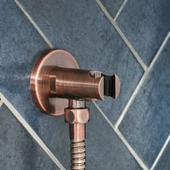 Milano Amara - Modern Round Hand Shower Handset Outlet Elbow And Bracket - Brushed Copper 7 Milano Amara - Modern Round Hand Shower Handset Outlet Elbow And Bracket - Brushed Copper -Comfort Bathroom Store 26627199 2