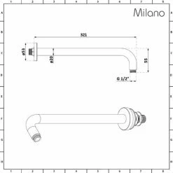 Milano Amara - Wall Mounted Arm For Shower Head - Brushed Copper -Comfort Bathroom Store 26627204 2