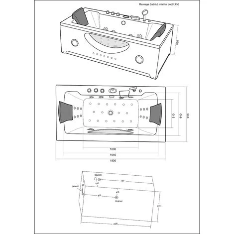 SIMBA WHIRLPOOL BATHTUB 180 X 90 CM CHROMOTHERAPY NEW Model HARMONY 4 SIMBA WHIRLPOOL BATHTUB 180 X 90 CM CHROMOTHERAPY NEW Model HARMONY - Image 2