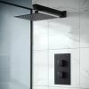 Rennes Concealed Thermostatic Overhead 250mm Square Rainfall Shower Mixer Set Matte Black -Comfort Bathroom Store 26799360 1