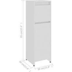 Bathroom Cabinet High Gloss White 30x30x95 Cm Engineered Wood VidaXL 9 Bathroom Cabinet High Gloss White 30x30x95 Cm Engineered Wood VidaXL -Comfort Bathroom Store 26801797 3