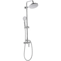 Modern Mixer Shower Set Brass Rain Function Wall Hanging Glossy Silver Tinkisso