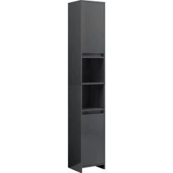 Bathroom Cabinet High Gloss Grey 30x30x183.5 Cm Engineered Wood VidaXL