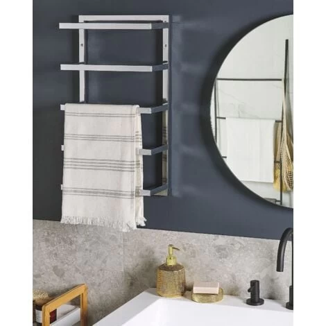 Modern Hanging Towel Rack Wall Mounted Storage Chromed Steel Silver Cintra 4 Modern Hanging Towel Rack Wall Mounted Storage Chromed Steel Silver Cintra - Image 2