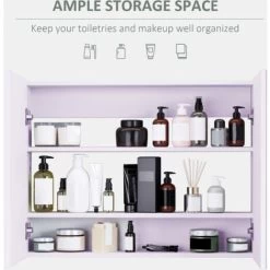 HOMCOM Mirror Cabinet Double Door Wall Mounted Modern Storage Unit Bathroom -Comfort Bathroom Store 2739464 4