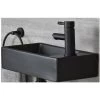 Milano Nero - Black Ceramic Modern Wall Hung Bathroom Basin Sink With One Tap Hole - 400mm X 220mm 1 Milano Nero - Black Ceramic Modern Wall Hung Bathroom Basin Sink With One Tap Hole - 400mm X 220mm -Comfort Bathroom Store 27575198 1