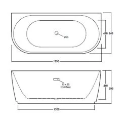 Freestanding Modern Back To Wall Bath 1800mm - Princeton By Voda Design -Comfort Bathroom Store 27620467 4