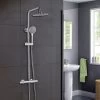 AICA Thermostatic Exposed Shower Mixer Bathroom Twin Head Large Round Bar Set Chrome -Comfort Bathroom Store 27729015 1
