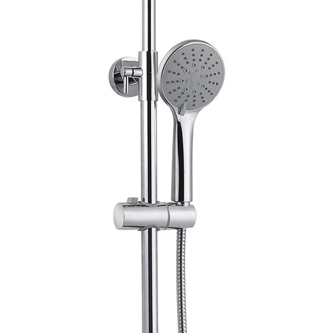 AICA Thermostatic Exposed Shower Mixer Bathroom Twin Head Large Round Bar Set Chrome 5 AICA Thermostatic Exposed Shower Mixer Bathroom Twin Head Large Round Bar Set Chrome - Image 3