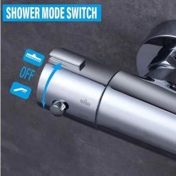 AICA Thermostatic Exposed Shower Mixer Bathroom Twin Head Large Round Bar Set Chrome 10 AICA Thermostatic Exposed Shower Mixer Bathroom Twin Head Large Round Bar Set Chrome -Comfort Bathroom Store 27729015 4