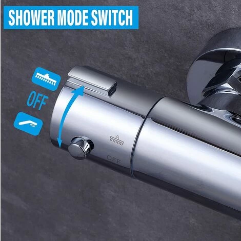 AICA Thermostatic Exposed Shower Mixer Bathroom Twin Head Large Round Bar Set Chrome 6 AICA Thermostatic Exposed Shower Mixer Bathroom Twin Head Large Round Bar Set Chrome - Image 4