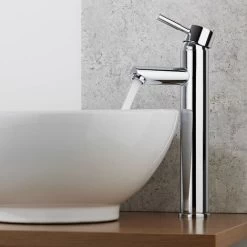 Milano Mirage - Modern Bathroom High Rise Mono Basin Mixer Tap With Lever Handle - Chrome -Comfort Bathroom Store 27965075 3