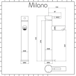 Milano Mirage - Modern Bathroom High Rise Mono Basin Mixer Tap With Lever Handle - Chrome -Comfort Bathroom Store 27965075 5