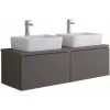 Milano Oxley - Grey 1200mm Wall Hung Bathroom Vanity Unit With 2 Countertop Basins - Rectangular Basins (No LED Light)