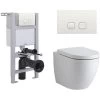Milano Irwell - White Ceramic Modern Bathroom Wall Hung Round Toilet WC With Short Wall Frame&44 Cistern And Flush Plate - Square White Flush Plate -Comfort Bathroom Store 27966756 1
