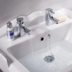 NRG Modern Square Bathroom Chrome Twin Hot And Cold Sink Basin Taps Brass Faucet Pair -Comfort Bathroom Store 28264399 3