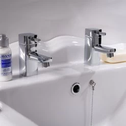 NRG Modern Square Bathroom Chrome Twin Hot And Cold Sink Basin Taps Brass Faucet Pair -Comfort Bathroom Store 28264399 5