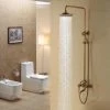 Classic Shower Column In Antique Brass With Bath Spout