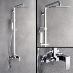 Chrome Wall Shower Column With Spout - Deneb 9 Chrome Wall Shower Column With Spout - Deneb -Comfort Bathroom Store 28355321 3