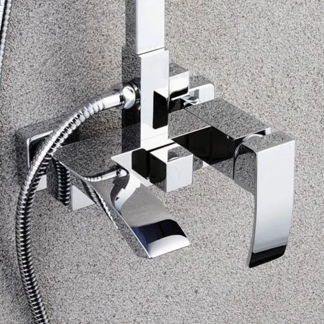 Chrome Wall Shower Column With Spout - Deneb 7 Chrome Wall Shower Column With Spout - Deneb - Image 5