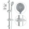 Chrome Stainless Steel Shower Riser Rail Kit + Shower Head + Hose + Soap Dish 2 Chrome Stainless Steel Shower Riser Rail Kit + Shower Head + Hose + Soap Dish -Comfort Bathroom Store 28374680 1