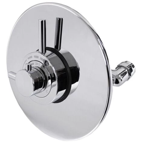 Concealed Modern Concentric Thermostatic Shower Mixer Valve Chrome - 1 Outlet 4 Concealed Modern Concentric Thermostatic Shower Mixer Valve Chrome - 1 Outlet - Image 2