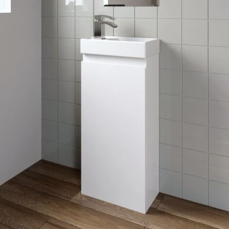 Gloss White Floor Standing 400mm Slim Vanity Unit Basin Sink Cloakroom Bathroom 3 Gloss White Floor Standing 400mm Slim Vanity Unit Basin Sink Cloakroom Bathroom