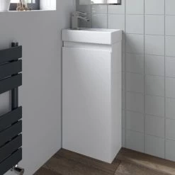 Gloss White Floor Standing 400mm Slim Vanity Unit Basin Sink Cloakroom Bathroom 11 Gloss White Floor Standing 400mm Slim Vanity Unit Basin Sink Cloakroom Bathroom -Comfort Bathroom Store 28381755 5