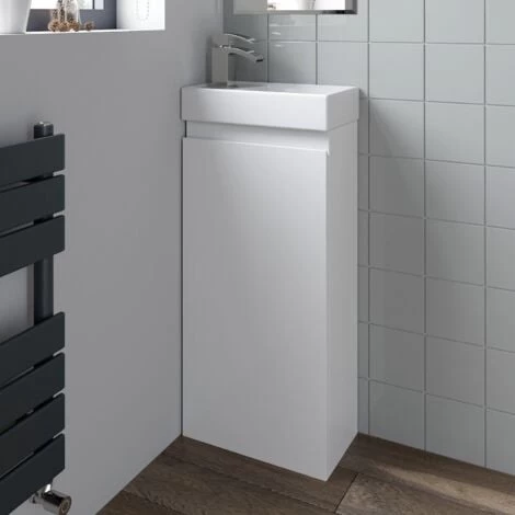 Gloss White Floor Standing 400mm Slim Vanity Unit Basin Sink Cloakroom Bathroom 7 Gloss White Floor Standing 400mm Slim Vanity Unit Basin Sink Cloakroom Bathroom - Image 5