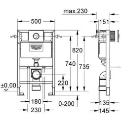 Grohe 38526 Rapid 0.82m Dual Flush Cistern Frame 38765 Nova Plate & Toilet Pan -Comfort Bathroom Store 28415855 3