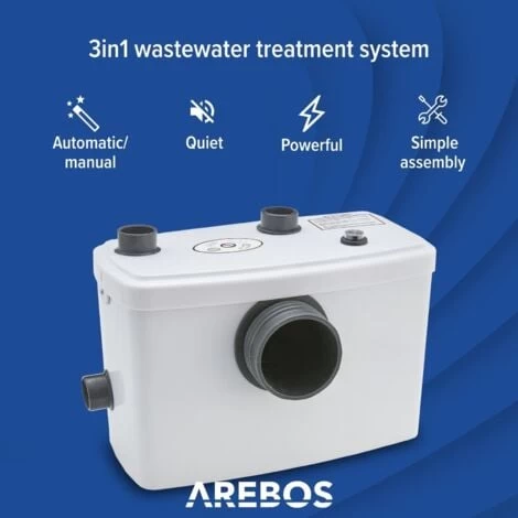 AREBOS Lifting Station Wastewater Pump Sewage Pump 600 W For Toilet, Shower, Sink 100 L/min White 5 AREBOS Lifting Station Wastewater Pump Sewage Pump 600 W For Toilet, Shower, Sink 100 L/min White - Image 3