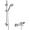 Nuie Reef Thermostatic Bath Shower Mixer With Slim Single Function Slider Rail Kit - Chrome -Comfort Bathroom Store 29064162 1