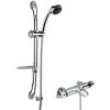 Nuie Reef Thermostatic Bath Shower Mixer With Luxury Curved Slider Rail Kit - Chrome -Comfort Bathroom Store 29110553 1