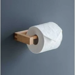 Southbourne Wooden Beech Bathroom Cloakroom Toilet Roll Holder Wall Mounted