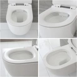 Milano Arca - Modern 483mm Bathroom Toilet WC Unit With White Wall Hung Rimless Pan&44 Cistern And Soft Close Seat - Black WC Unit -Comfort Bathroom Store 29348364 3