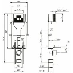 Orbit WC Toilet Frame And Concealed Cistern With Chrome Flush Plate 1100mm High -Comfort Bathroom Store 29369990 2