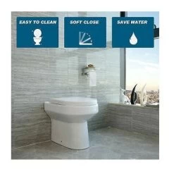 Back To Wall Toilet Ceramic Pan Cloakroom Soft Close Seat Bathroom WC Modern BTW -Comfort Bathroom Store 29382328 4