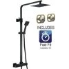 Matt Black Thermostatic Mixer Shower Set Square Black Twin Head Exposed Valve -Comfort Bathroom Store 29648436 1