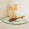 Livingandhome Corner Glass Shower Storage Shampoo Holder, 20x20CM
