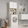 Washing Machine Cabinet White And Sonoma Oak 64x25.5x190 Cm -Comfort Bathroom Store 29796519 1